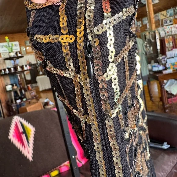 Elegant Black and Gold Embellished Dress - Picture 7 of 13